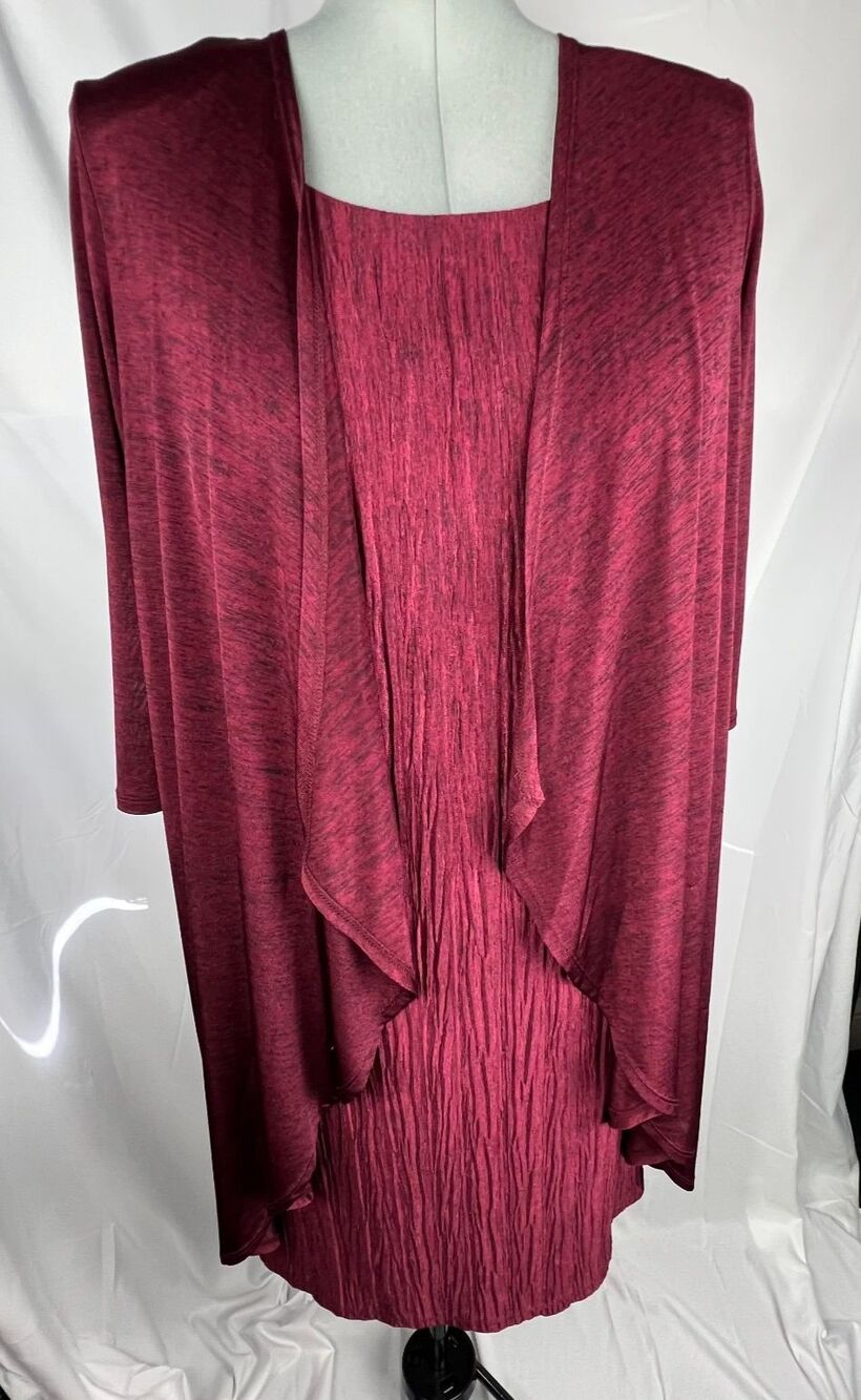 R&M RICHARDS Women 18W Burgundy Crinkle Dress Jacket 2 Piece Mother of Bride For